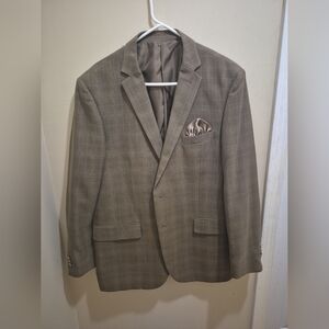 Men's Brown Plaid Blazer Vinci Size 45R